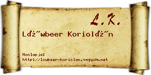 Löwbeer Koriolán névjegykártya